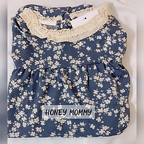 Váy Bầu Hoa Nhí Cổ Ren Mùa Hè Kèm Đai Thắt HD2821 Honey Mommy Đầm Bầu Công Sở Dáng Dài