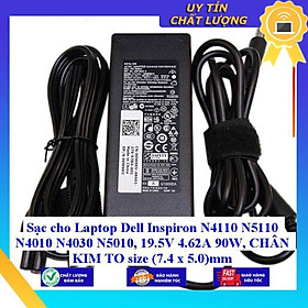 Sạc cho Laptop Dell Inspiron N4110 N5110 N4010 N4030 N5010, 19.5V 4.62A 90W, CHÂN KIM TO size (7.4 x 5.0)mm - Hàng Nhập Khẩu New Seal