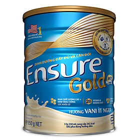 3 Hộp Sữa Bột Abbott Ensure Gold Hương Vani Ít Ngọt 850g