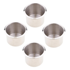 4pcs Stainless Steel Recessed Cup Drink Holder Marine Boat RV Camper 68x55mm