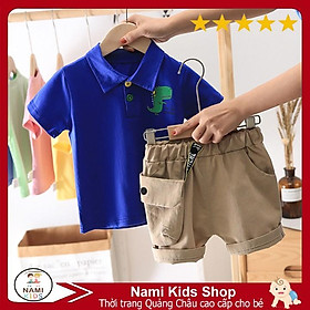 Set quần áo cá tính cho bé trai họa tiết khủng long hàng Quảng Châu cao cấp