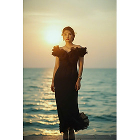 Đầm Maxi Trễ Vai, Đầm Dài Đi Tiệc, Đầm Dạ Hội Đen thời trang thiết kế Hity Dre215