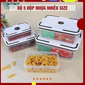 Mua Sét 5 hộp lạnh trắng  đựng rau củ quả thức ăn trong tủ lạnh - Hàng nhập khẩu