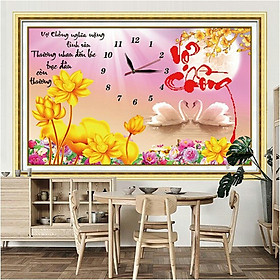 Mua Tranh thêu chữ thập Đồng hồ- Vợ Chồng Đôi Thiên Nga 222852 (73*53cm) chưa thêu