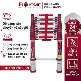 Mua Thang nhôm rút đơn gấp gọn 3 8M - 5M FUJIHOME  thang rút xếp gọn gia đình đa năng - Hàng chính hãng