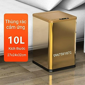 Mua Thùng rác inox cảm biến tự động đóng mở 10l Thùng rác cảm biến phòng khách