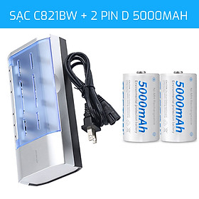 Pin Sạc Beston Cỡ C/D 4000/5000mAh Và Sạc C821BW - Sạc+2 Pin D 5000mAh