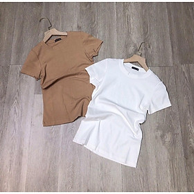 ÁO THUN NỮ TRƠN ÔM BODY CỔ TRÒN NGẮN TAY 