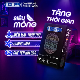 Bao cao su Shell Invisible siêu mỏng, chống tuột, kéo dài thời gian - Hộp 10 cái | SHELL CHÍNH HÃNG