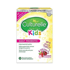 Culturelle Kids Chewable Daily Probiotic for Kids -Natural Berry– Supports Immune, Digestive, and Oral Health – For Age 3+ - Gluten,Dairy,Soy-Free - Packaging May Vary - 30 count
