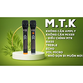 Bộ 2 Micro không dây đa năng Max MTK 1A - Tích hợp chỉnh bass, treble