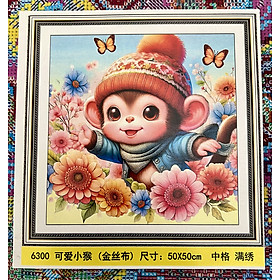 Mua Tranh thêu kín chữ thập Con khỉ 6300  kích thước 50 x 50 cm