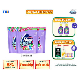 Combo 3 viên giặt xả MaxKleen hương ngày thư thái 34 viêntúi