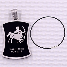 Mặt dây chuyền cung Nhân Mã - Sagittarius inox kèm vòng cổ dây da đen, Cung hoàng đạo