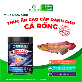 Thức ăn Cá Rồng GREENABC - Arowana Fish – Hàm lượng protein 40% giúp tăng trưởng nhanh, tăng đề kháng, vảy rực rỡ - Hộp 350g