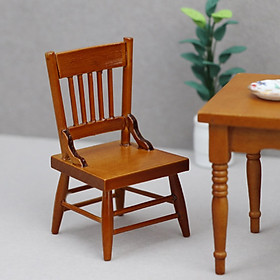 12TH Dollhouse Chair Furniture Model Wood Pretend Play Toy Mini Chair for 1/12 Scale Doll House Dining, Micro Landscape, Kids Toy