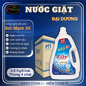 Nước Giặt Zily 3.8 Kg (4 Chai/thùng) - Tặng 5 Dây Xả Vải Zily ( 10 Gói/Dây )