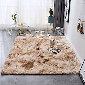 Mua Thảm Lông Dài Trải Sàn Cao Cấp Kiểu Loang - Nâu trà sữa - 1m2x1m6