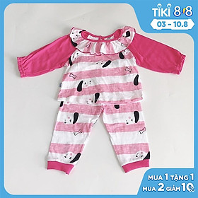 Bộ quần áo dài bé gái họa tiết Cún hồng thun cotton - AICDBGF6X8GM - AIN Closet