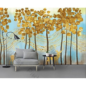 Tranh dán tường Phong cảnh trừu tượng hươu vàng phú quí, tranh dán tường 3d hiện đại (tích hợp sẵn keo) MS1071536
