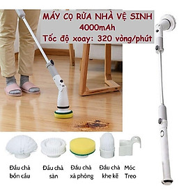 Máy Cọ Rửa Nhà Vệ Sinh, Bồn Cầu Toilet Bằng Điện, Bàn Chải Làm Sạch Vệ Sinh Nhà Tắm Không Dây Kèm 4 Đầu Thay Thế