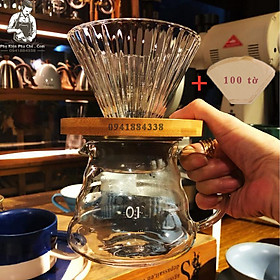 Mua Bộ Bình Pha Cà Phê Drip Coffee V60 600ML Giá Đỡ Gỗ