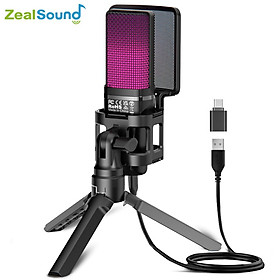 Zealsound RGB USB Gaming Biến cầu Micrô cho PC PS4 PS5 Mac với bộ lọc POP và đầu ra tai nghe, MIC cho máy tính xách tay/màu máy tính