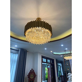 Đèn thả pha lê cao cấp mạ vàng viền ziczac hình tròn trang trí phòng khách, phòng ngủ, trang trí phòng trả HL8001-8000