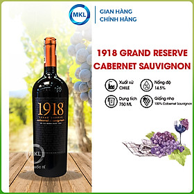 Rượu Vang Đỏ 1918 Grand Reserve Cabernet Sauvignon 750ml 14.5% - Chile - Hàng Chính Hãng