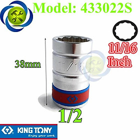 Mua Tuýp 11/16 hệ inh 1/2 Kingtony 433022S loại ngắn 12 cạnh màu trắng 17.46mm