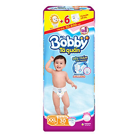 Tã Quần Bobby Gói Lớn XXL30 (30 Miếng) + 6 Miếng Cùng Size