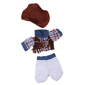 Baby Doll Clothes Vintage Hat + Checked Shirt + Shorts Suit Clothing Accs