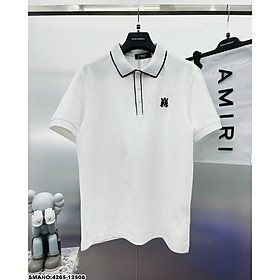 Áo polo nam AMY ngắn tay cổ bẻ chất vải cotton  hoạ tiết co dãn thoáng mát