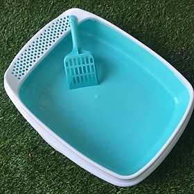 KHAY CHO MÈO ĐI VỆ SINH NHỰA CAO CẤP MÀU XANH AN TOÀN CHO THÚ CƯNG – XUDAPET – KX1