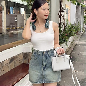 Chân Váy Ngắn Xanh Rêu Cạp Cao Form Chữ A