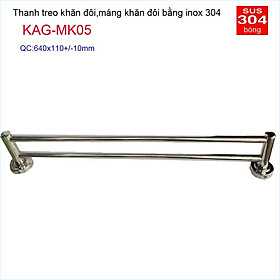 Thanh treo khăn đôi nhà tắm, giá treo khăn Inox, máng khăn KAG-MK05