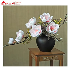 Bình hoa mộc lan 40cm hoa giả cao cấp để bàn, kệ tủ trang trí phòng khách, decor nhà hàng, spa đẹp sang trọng, làm quà tặng ý nghĩa