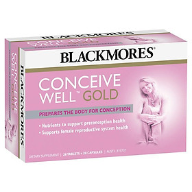 Viên uống Blackmores Conceive Well Gold hỗ trợ sức khỏe tiền thụ thai 56 viên (28 viên nang mềm và 28 viên nén) Nhập Khẩu Úc