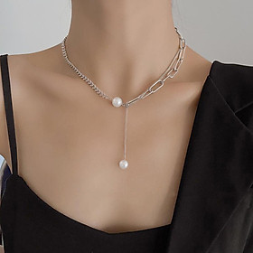 Vòng cổ mix ngọc trai dây chuyền thả tua rua ngọc trai cá tính so cool