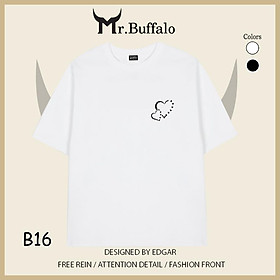 Áo Thun Đôi, Cặp Mr.Buffalo trái tim đôi Tshirt Cotton 100% có bigsize Unisex Local Brand B16 - Trắng B16