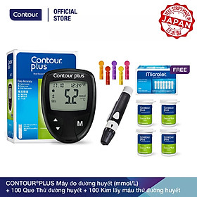 CONTOURPLUS Máy đo đường huyết (mmol/L) + 100 Que Thử đường huyết + 100 Kim lấy máu thử đường huyết