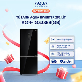 Tủ lạnh ngăn đông dưới Aqua 292 Lít AQR-IG338EB(GB) - Freeship toàn quốc - Bảo hành 2 năm - Hàng chính hãng