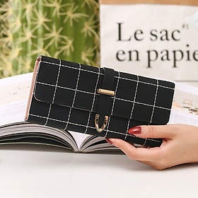 VÍ NỮ DÀI CẦM TAY NEW-0056 PHỐI KẺ CARO VÔ CÙNG THỜI THƯỢNG, SANG TRỌNG, VỚI NHIỀU NGĂN TIỆN DỤNG, CHẤT LIỆU DA BỀN ĐẸP