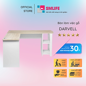 Bàn làm việc, bàn học gỗ hiện đại SMLIFE Darvell  | Gỗ MDF dày 17mm chống ẩm | D130xR130xC75cm