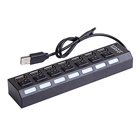 7-Port USB 2.0 Hub w/ High Speed Adapter ON/OFF Switch for PC Splitter