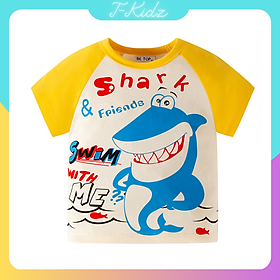 Áo bé trai BETOP áo phông chất liệu cotton họa tiết cá mập đáng yêu hàng xuất khẩu