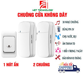 Mua Chuông cửa không dây không dùng pin  ngoài trời chịu được nước  38 nhạc chuông  âm thanh to 3 mức âm lượng  thích hợp chuông gọi cửa căn hộ  chuông báo gọi nhân viên  chuông báo gọi cho người già