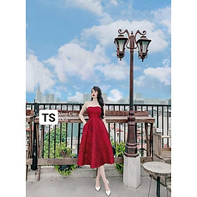 Váy Thiết Kế xòe dài, váy xòe gấm hoa chất tapta 3 màu xinh tươi - H&N Store