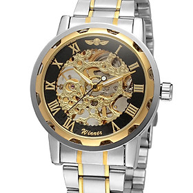 Đồng hồ thời trang nam Winner phong cách La mã thể thao chống thấm nước-Màu Bạc đen vàng