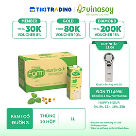 Thùng 10 Hộp Sữa Đậu Nành Vinasoy Fami Nguyên Chất (1 lít / Hộp)